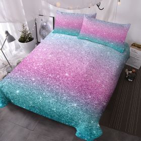 Colorful Glitter Duvet Cover Set, Pink Blue Comforter Cover Set, Girly Comforter Cover Set - 3 Pieces (1 Quilt Cover, 2 Pillowcases)