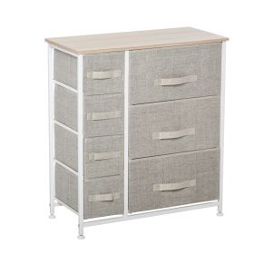 7-Drawer Fabric Dresser with Easy-Pull Bins, Metal Frame for Bedroom Storage, Gray