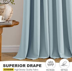 Slate Blue Blackout Curtains for Bedroom Living Room 63 Inches Long 2 Panels