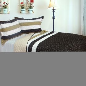 [Silent Night] 3PC Vermicelli-Quilted Patchwork Quilt Set (Full/Queen Size)