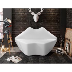 Manhattan Comfort Kiss 61.8 in. White Faux Leather 2-Seater Loveseat