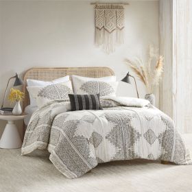 4 Piece Printed Comforter Set with Throw Pillow