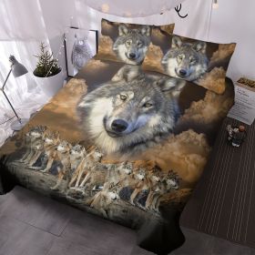 Wolf Duvet Cover Set, Wolf Animal Comforter Cover Set, Brown Comforter Cover Set - 3 Pieces (1 Quilt Cover, 2 Pillowcases) (size: Twin)