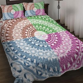 3 Pieces Colorful Tie-Dye Quilt Set,Lightweight Mandala Bedding Set with 2 Pillowcases,Abstract Art Bedspread Coverlet (size: Queen)