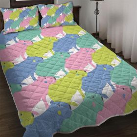Capybara Pattern Quilt Set Microfiber Soft Lightweight Colorful Design Bedding Set, 1 Quilt with 2 Pillowcases (size: King)