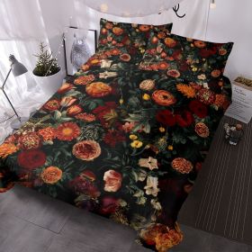 Floral Comforter Cover Rose Flowers Duvet Cover Modern Floral Bed Set Vibrant Colorful Flower Bedding Set (size: King)
