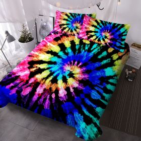 Colorful Tie Dye Duvet Cover Set, Blue Black Bed Set Girls Comforter Cover and Pillow Shams for Women Decor Bedroom (size: Twin)