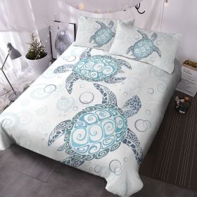 Sea Turtle Bedding Aqua Teal Blue Duvet Cover Sets Beach Turtle Bed Sets for Girls Women Ocean 3 Piece Turtle Themed Comforter Cover with 2 Pillo (size: Full)