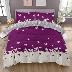 Butterfly Bedding Set for Girls, Purple Soft Lightweight Blue Duvet Cover Set, 3 Pcs (size: Full)
