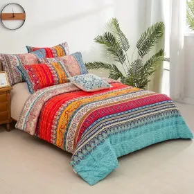 3pcs duvet cover set king (duvet cover*1+Pillowcase*2) Extremely diverse styles (Style: Boho Red)