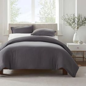 Serta Simply Clean Pleated Duvet cover twin (Color: grey, size: Twin)